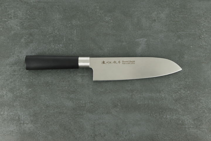 Japanisches Santoku-Messer 17 cm mit schwarzem Griff