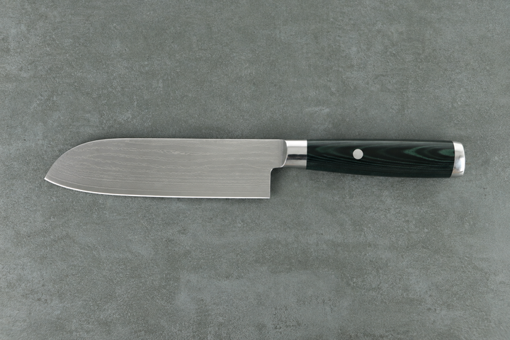 Santokumesser 17 cm – 69 Lagen Damast AUS-10 | Micarta Grün