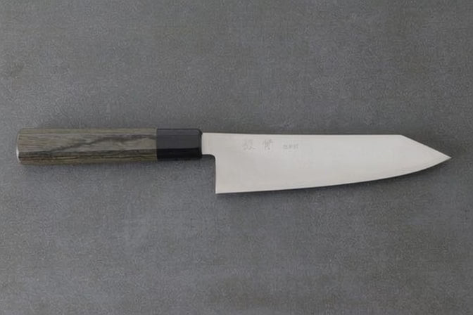 Bunka 180mm Silverback HAP40  - Polished Finished, Complite Griff Grau