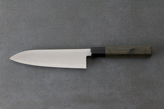Santokumesser 18 cm Silverback Knives HAP40 Stahl  - Polished, Complite Griff Grau
