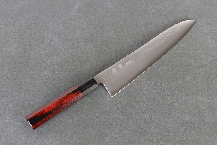 Gyuto 240mm Silverback HAP40  - Tsuchime Finished, Complite Griff Rot