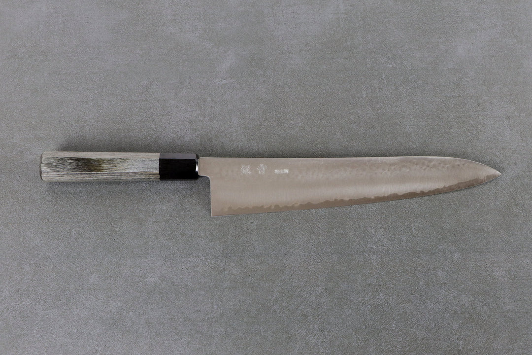 Gyuto 270mm HAP40  - Tsuchime , manche de couteau gris
