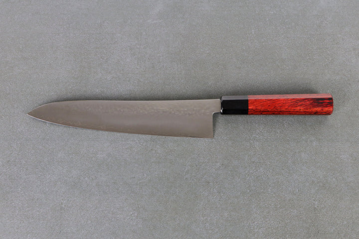 Gyuto 240mm Silverback HAP40 - Tsuchime finished, Complite handle Red