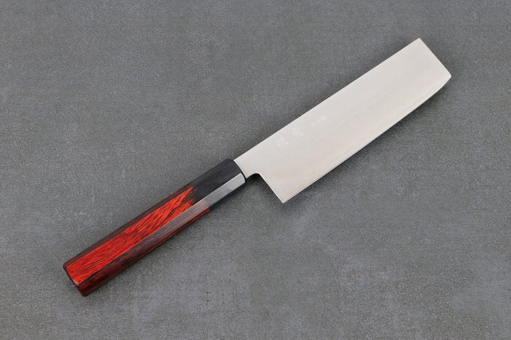Nakiri Knife 165mm HAP40 Silverback - Polished Finish, Complite Handle Red
