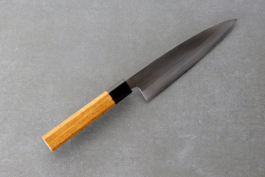 Petty knife 165mm Yoshimitsu Aogami steel - polish finished, Urushi handle transparent - black