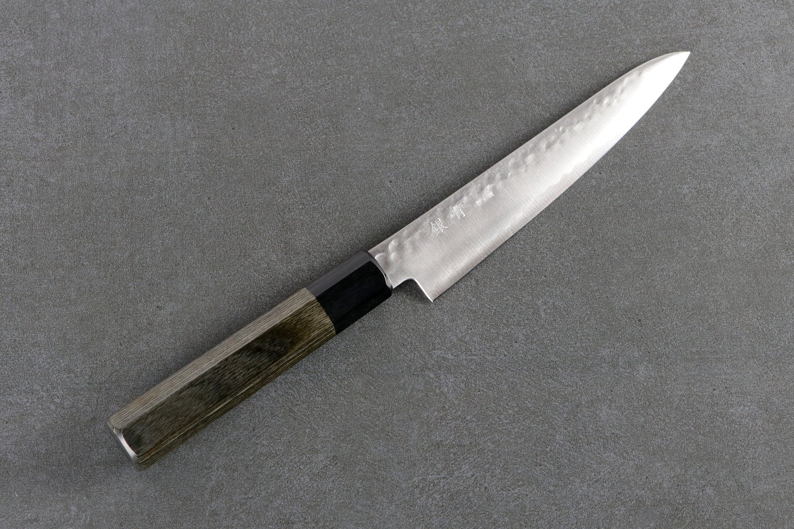 Petty Knife 15 cm HAP40 Steel- Tsuchime Finished, Complite Handle Gray