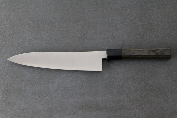 Gyuto 210mm Aogami Super Silverback - Polished Finished mit Complite Griff Grau