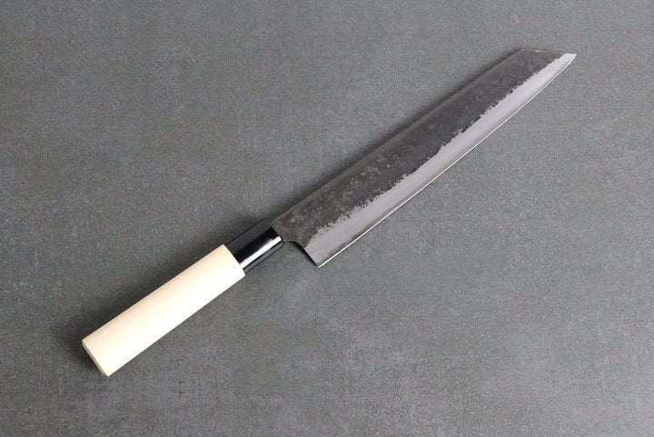 Kiritsuke knife 210mm Yoshimitsu White #1 - Kurouchi finished, Ho-wood handle