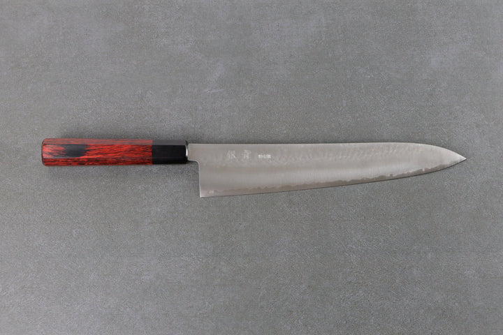 Gyuto 270mm HAP40 - Tsuchime, manche de couteau rouge