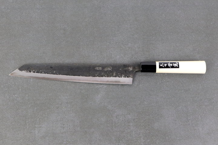 Kiritsuke knife 240mm Yoshimitsu White #1 - Kurouchi finished, Ho-wood handle