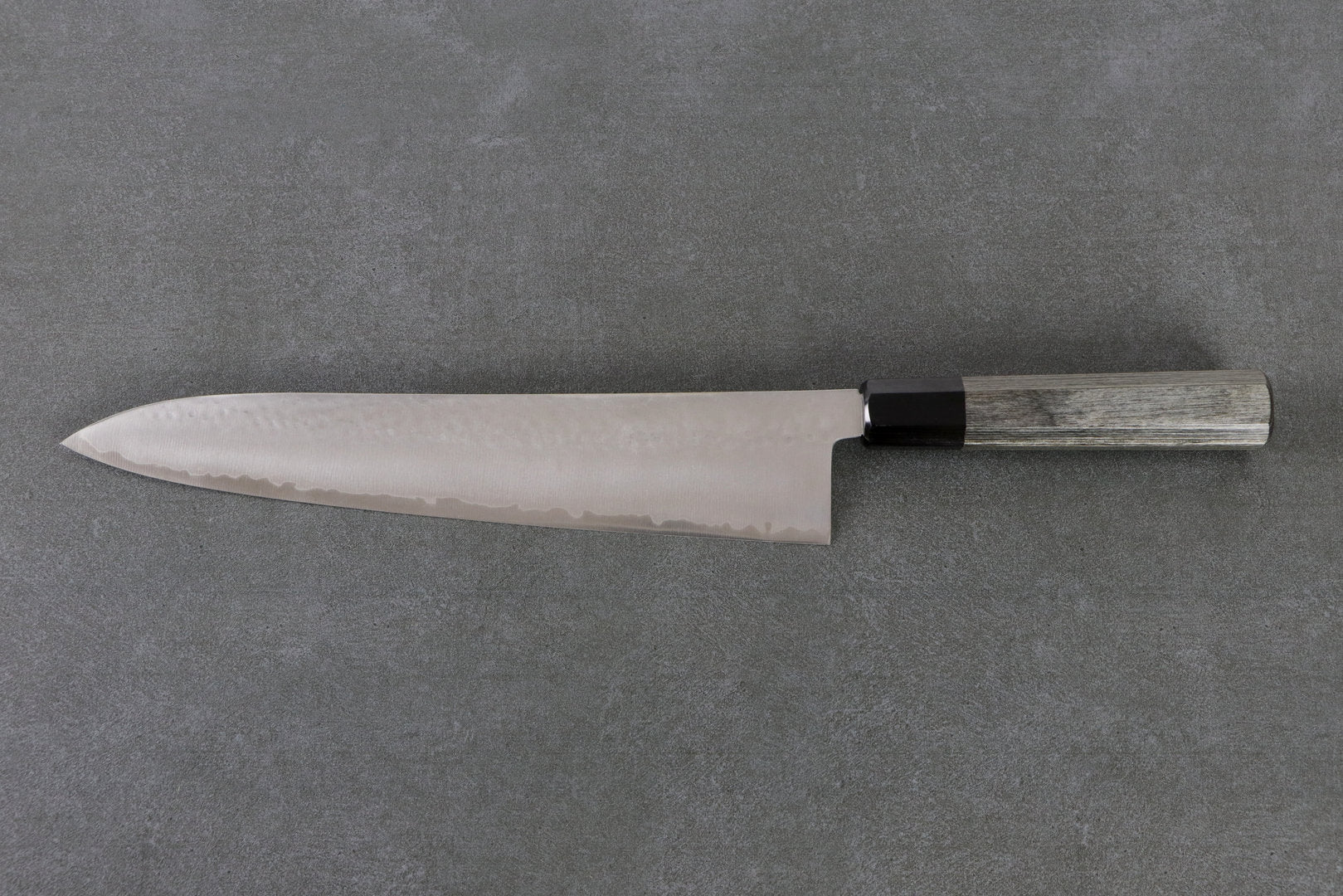 Gyuto 270mm HAP40 Silverback - Tsuchime finished, Complite handle gray