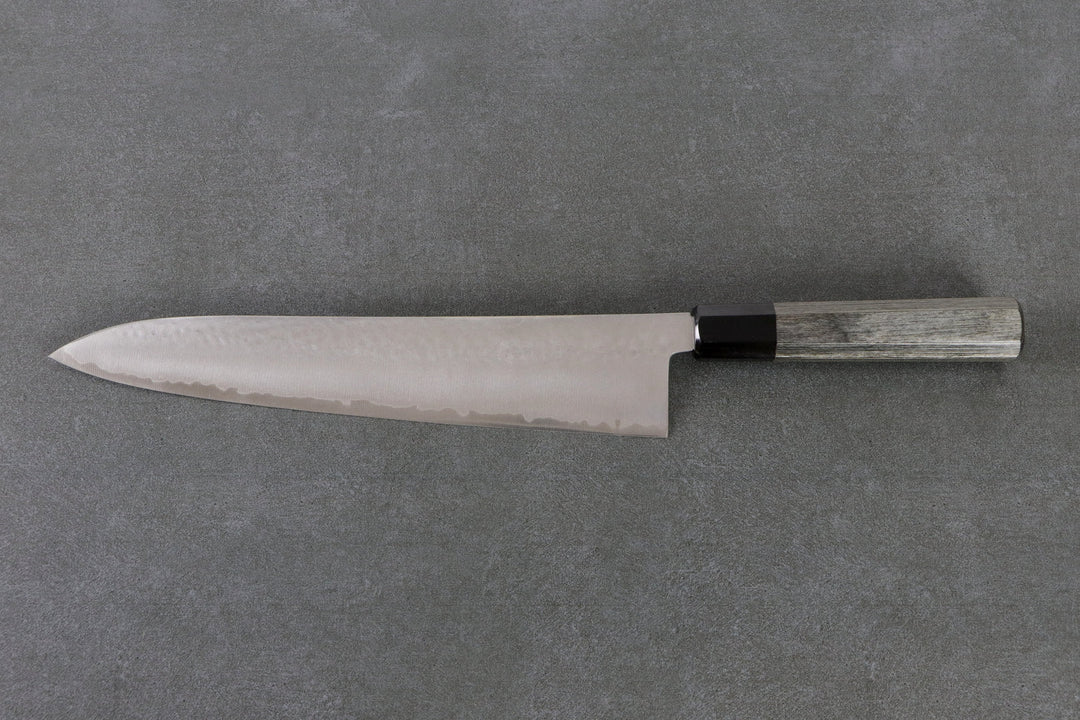 Gyuto 270mm HAP40  - Tsuchime , manche de couteau gris