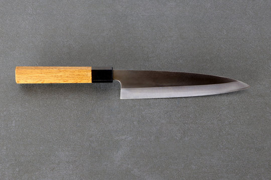 Petty knife 165mm Yoshimitsu Aogami steel - polish finished, Urushi handle transparent - black