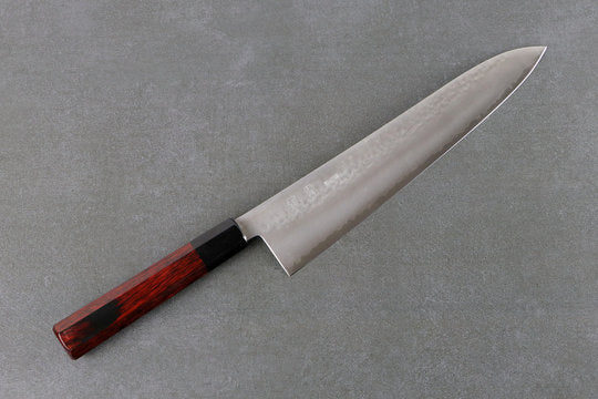Gyuto 270mm HAP40 - Tsuchime, manche de couteau rouge
