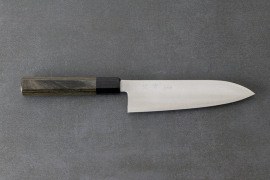 Santokumesser 18 cm Silverback Knives HAP40 Stahl  - Polished, Complite Griff Grau