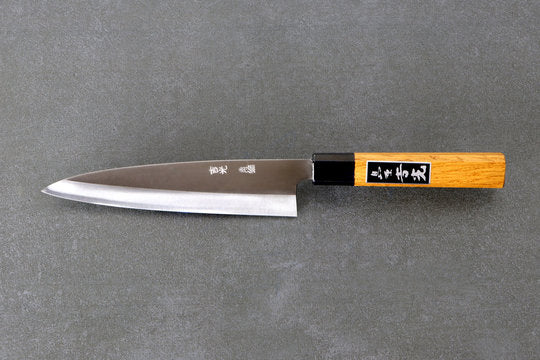 Petty Messer 165mm Yoshimitsu Aogami Stahl  - Politur finished, Urushi Griff transparent - schwarz
