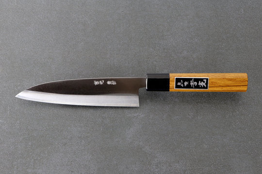 Petty 150mm Yoshimitsu Aogami steel - polish finished, Urushi handle transparent - black